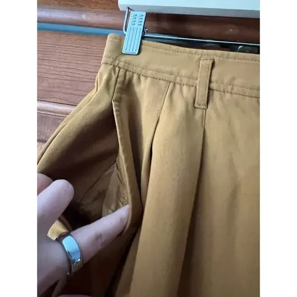 Babaton Women's Tailored Fit Wide Leg Eckhardt Pant Pleated Mustard Yellow SZ 6 - Picture 5 of 13